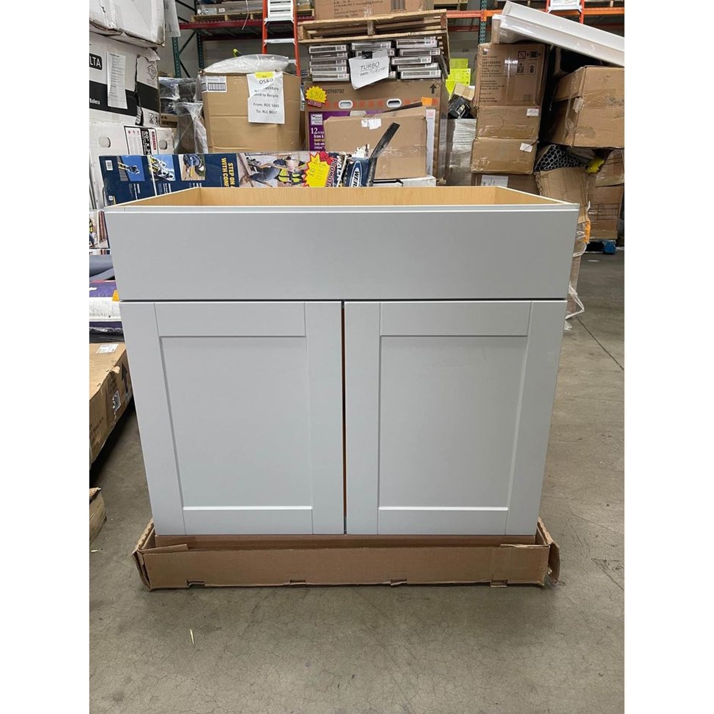 Hampton Bay Shaker 36 in. W x 24 in. D x 34.5 in. H Assembled Sink Base Kitchen Cabinet in Dove Gray