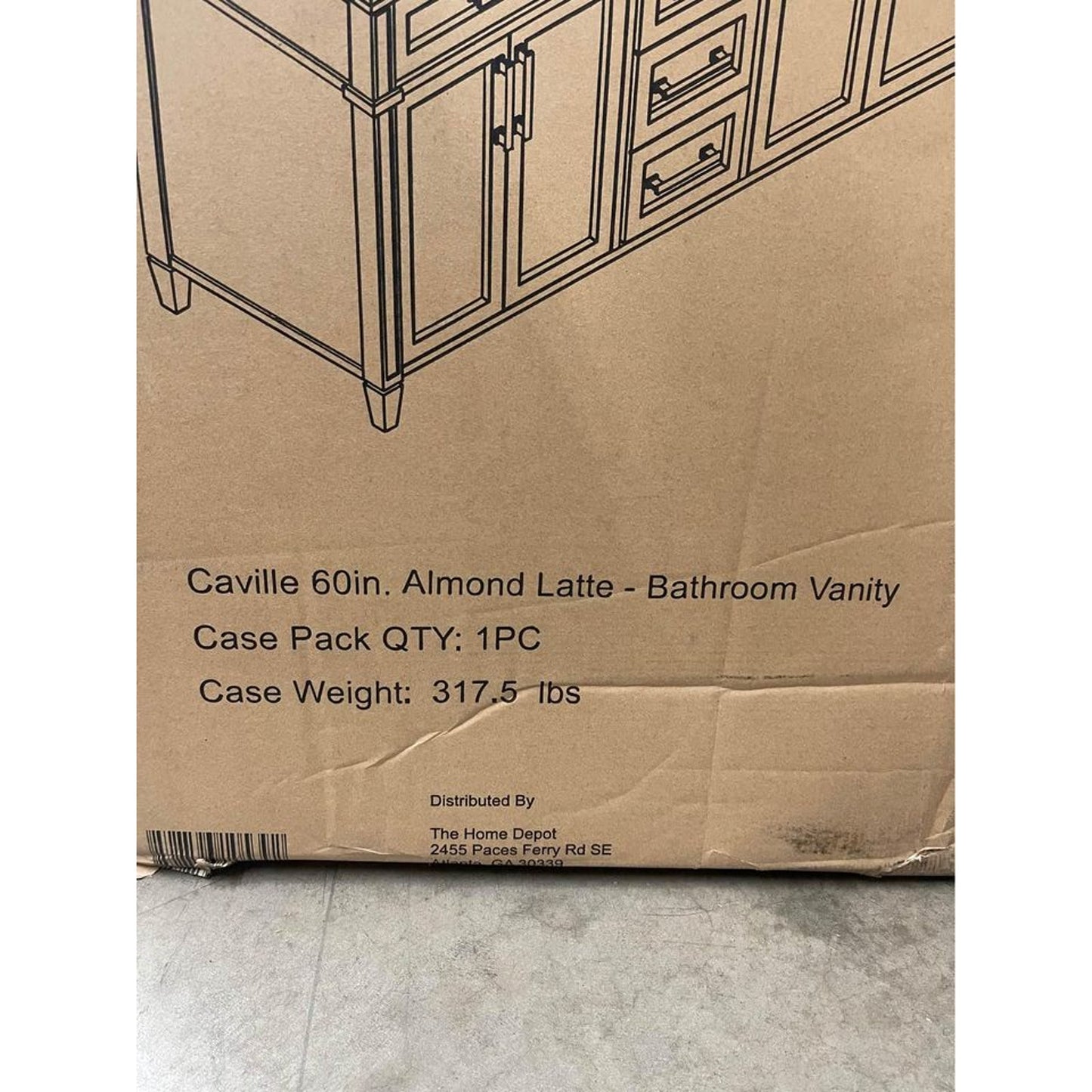 Home Decorators CollectionCaville 60 in. W x 22 in. D x 34 in. H Double Sink Bath Vanity in Almond Latte
