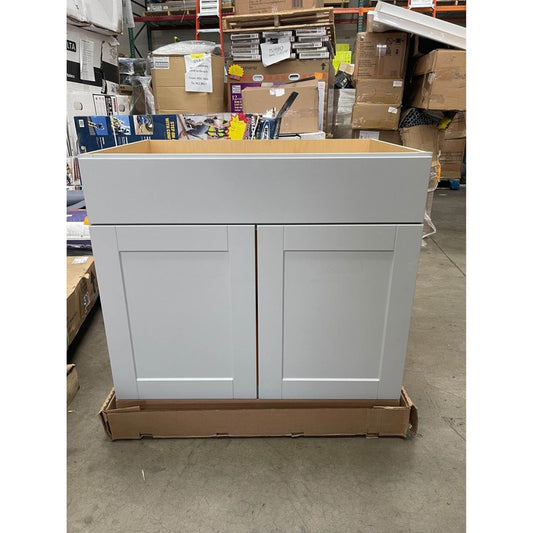 Hampton Bay Shaker 36 in. W x 24 in. D x 34.5 in. H Assembled Sink Base Kitchen Cabinet in Dove Gray
