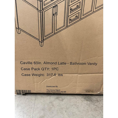 Home Decorators CollectionCaville 60 in. W x 22 in. D x 34 in. H Double Sink Bath Vanity in Almond Latte